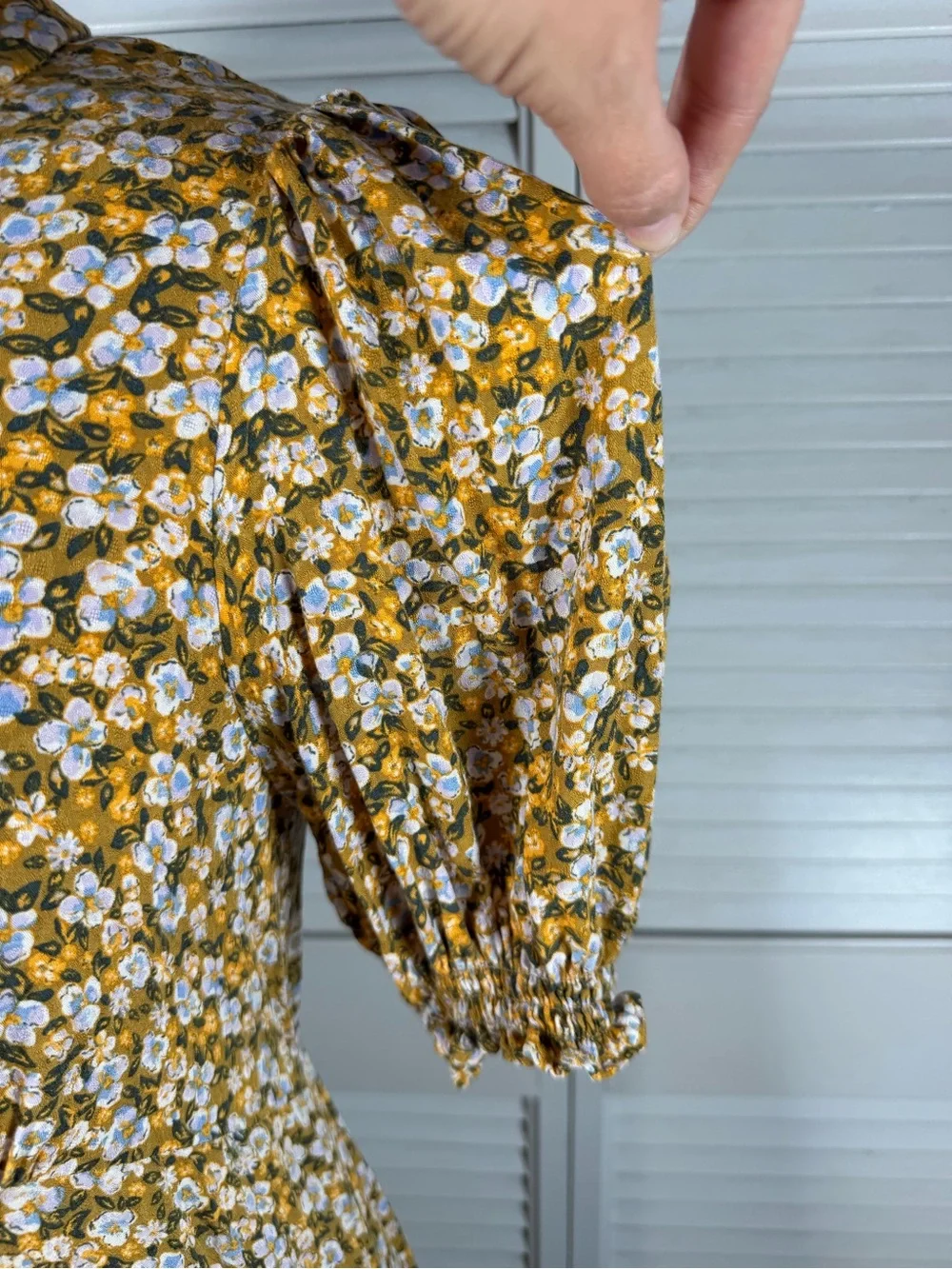 Free People Debbie-Jean Shirtdress Floral Maxi Dress Mustard Yellow Pockets M - Picture 5 of 16